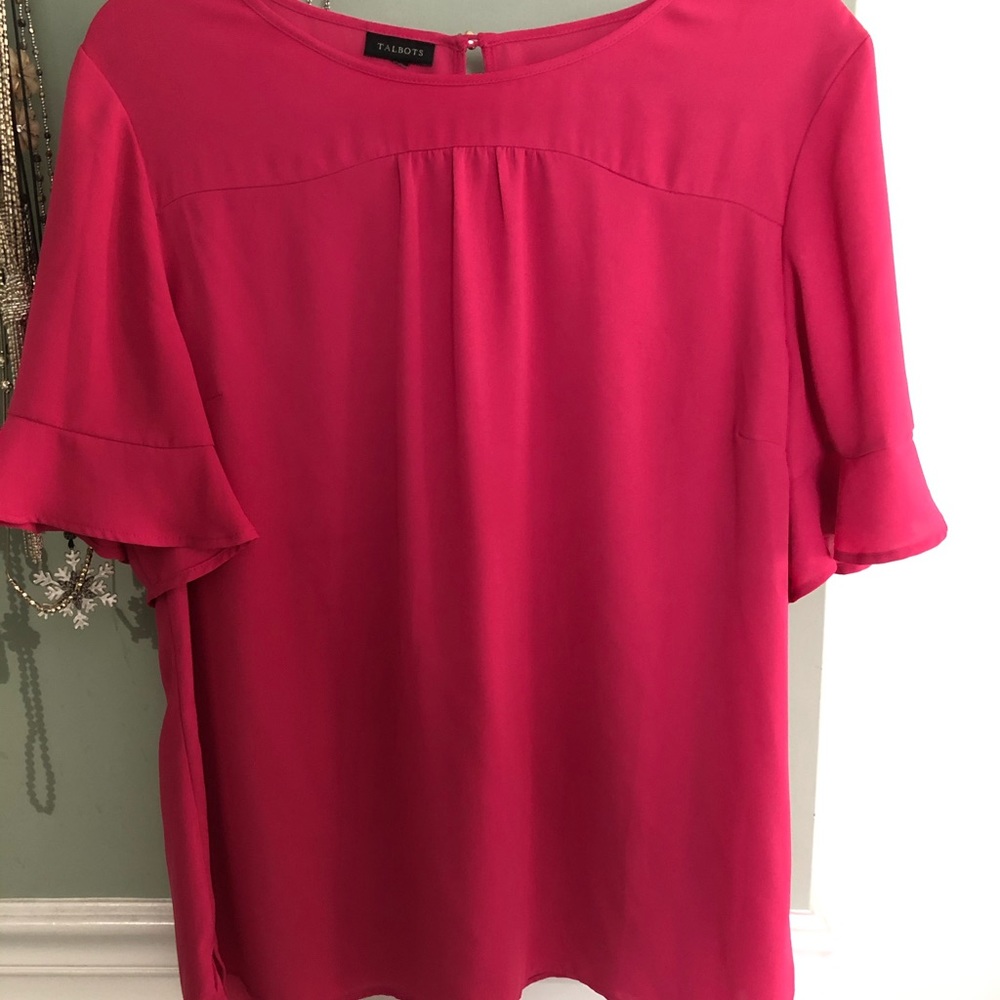 Talbots sheer fluttery sleeve top